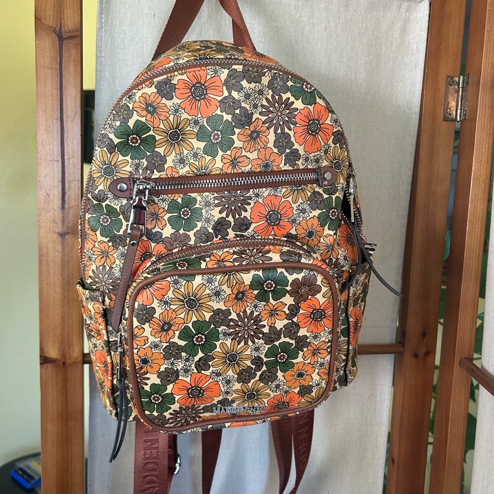 Steve Madden Floral Backpack in Orange, Green, Brown